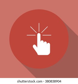 Sign emblem vector illustration. Hand with touching a button or pointing finger