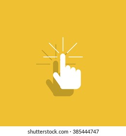 Sign emblem vector illustration. Hand with touching a button or pointing finger