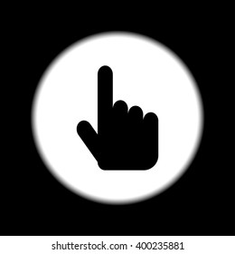 Sign emblem vector illustration. Hand with touching a button or pointing finger