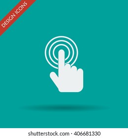 Sign emblem vector illustration. Hand with touching a button or pointing finger