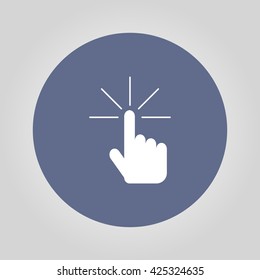 Sign emblem vector illustration. Hand with touching a button or pointing finger