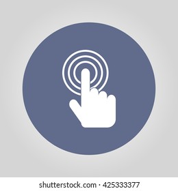 Sign emblem vector illustration. Hand with touching a button or pointing finger