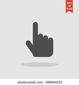 Sign emblem vector illustration. Hand with touching a button or pointing finger