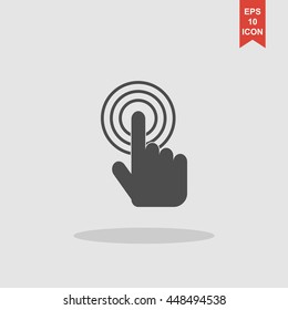 Sign emblem vector illustration. Hand with touching a button or pointing finger
