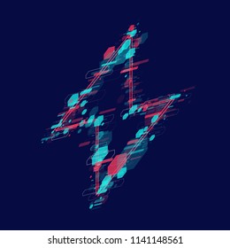 The sign of the energy. The colored zipper of the dynamic shapes on a dark background. Bright vector illustration