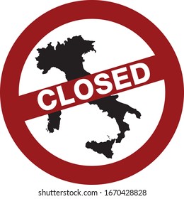 sign in english of total closure of italy due to restrictions for coronavirus pandemic, the new decree announces the closure of shops and commercial activities for the new health emergency