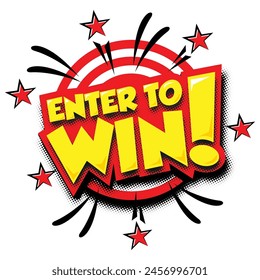 Sign Enter To Win on burst at target with stars. Vector on transparent background