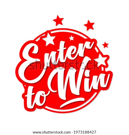 Sign Enter to win on circle bubble with stars. Vector on transparent background