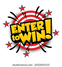 Sign Enter to win on  round target with stars. Vector on transparent background