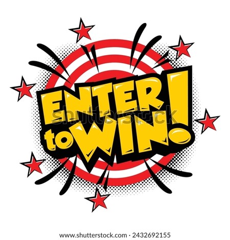 Sign Enter to win on  round target with stars. Vector on transparent background