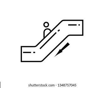 the sign of the escalator is lowered icon. Element of cyber security for mobile concept and web apps icon. Thin line icon for website design and development, app development - Illustration 