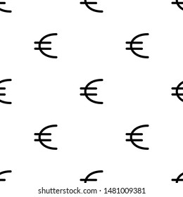 Sign euro seamless pattern. White and black coin with euro sign. Abstract geometric shape texture. Design template for wallpaper,wrapping, textile. Vector Illustration