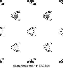 Sign euro seamless pattern. White and black coin with euro sign. Abstract geometric shape texture. Design template for wallpaper,wrapping, textile. Vector Illustration
