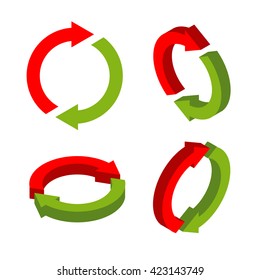 Sign Exchange Isometric. Swap Green And Red Arrows. Metathesis Icon. Interchange Symbol
