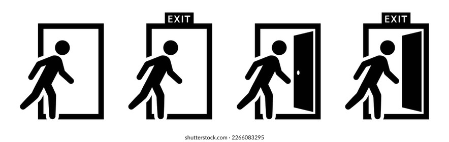 Sign and exit door icon, vector illustration