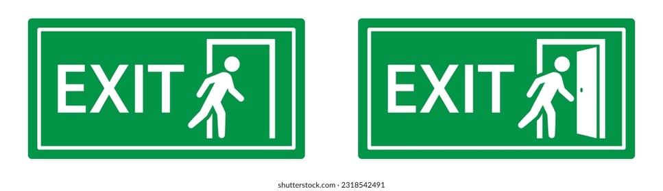Sign and exit door icon, vector illustration