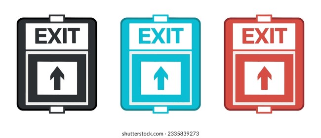 Sign and exit door icon, vector illustration