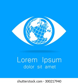 Augensignatur mit der Globe drinnen. Template Logo für die Gesellschaft, Vereinigung, Stiftung, Vereinigung.