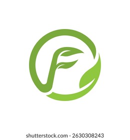 sign of f nature green logo vector icon illustration design