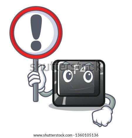 With sign f4 button installed on cartoon keyboard