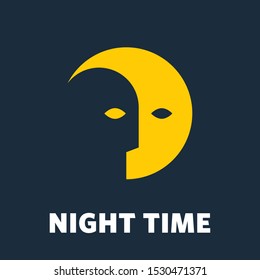 Sign face of a man on a background of the moon in a modern style