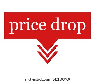 Sign of falling prices, icon, label, price tag, banner. Vector illustration.