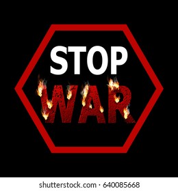 Sign of feet war. The burning word war punched by bullets. Concept of the global conflict. Design element. Press. Vector illustration.