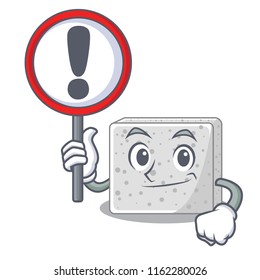 With sign feta cheese character cartoon