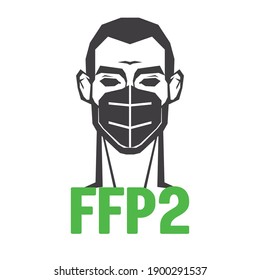 sign FFP2  protective mask. warning restriction sign. 