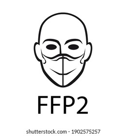  sign FFP2  protective mask . warning restriction sign 
 on white background 