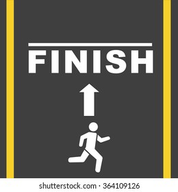 Sign finish run on the road, Vector illustration