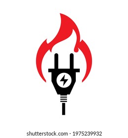 Sign of fire hazard for electric socket and wire.