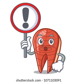 With sign fish slice character cartoon