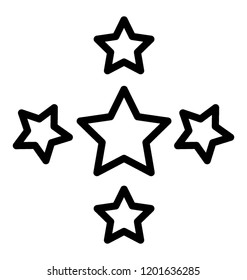 A sign of five pointed ranking or rating, stars icon 