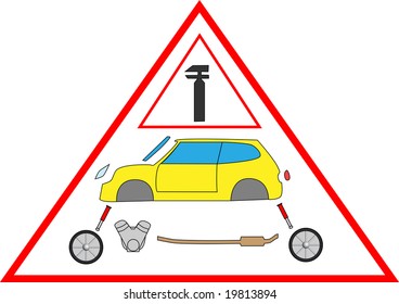 Sign of fixing a car