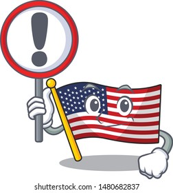 With sign flag america isolated in the cartoon