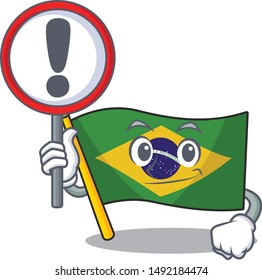 With sign flag brazil in the cartoon shape