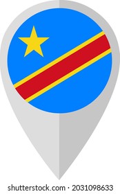 The sign with the flag of Democratic Republic of the Congo . Used in maps and atlases. Vector illustration