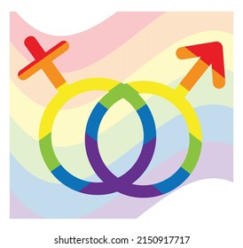 Sign with flag in honor of LGBT Pride Day. Illustration Stop homophobia for the International Day against Homophobia. Vector flat illustration with background. Use as banner, poster, sticker, print