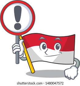 With sign flag indonesia in the cartoon shape