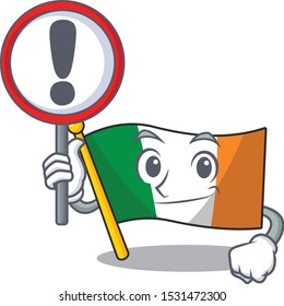 With sign flag ireland isolated with the cartoon