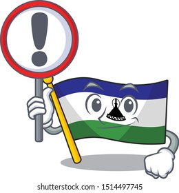 With sign flag lesotho mascot shaped on character