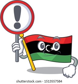 With sign flag libya mascot shaped on character