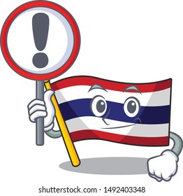 With sign flag thailand cartoon on shaped mascot