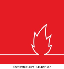 sign Flame Icon isolated on red background. Vector Illustration.