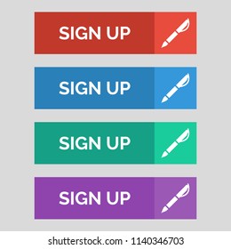 Sign up flat buttons on grey background. Vector illustration