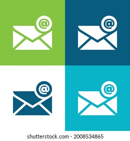 At Sign Flat four color minimal icon set