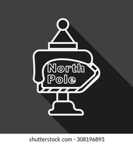 Sign flat icon with long shadow, line icon