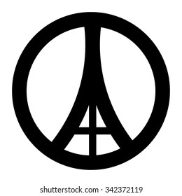 Sign flat style Eiffel Tower in  Paris