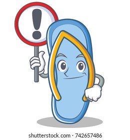 With sign flip flops character cartoon